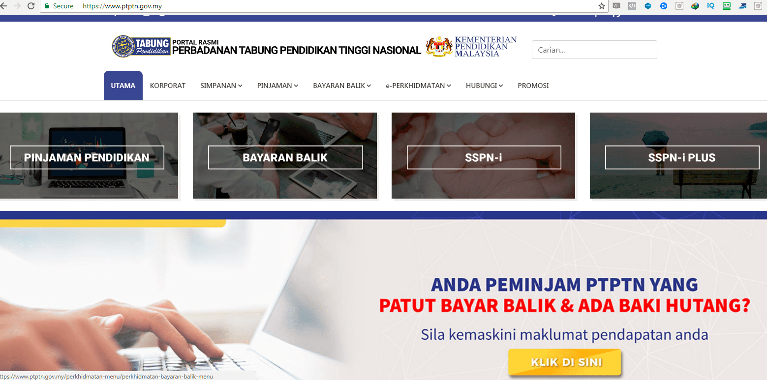 Laman Web PTPTN Malaysia